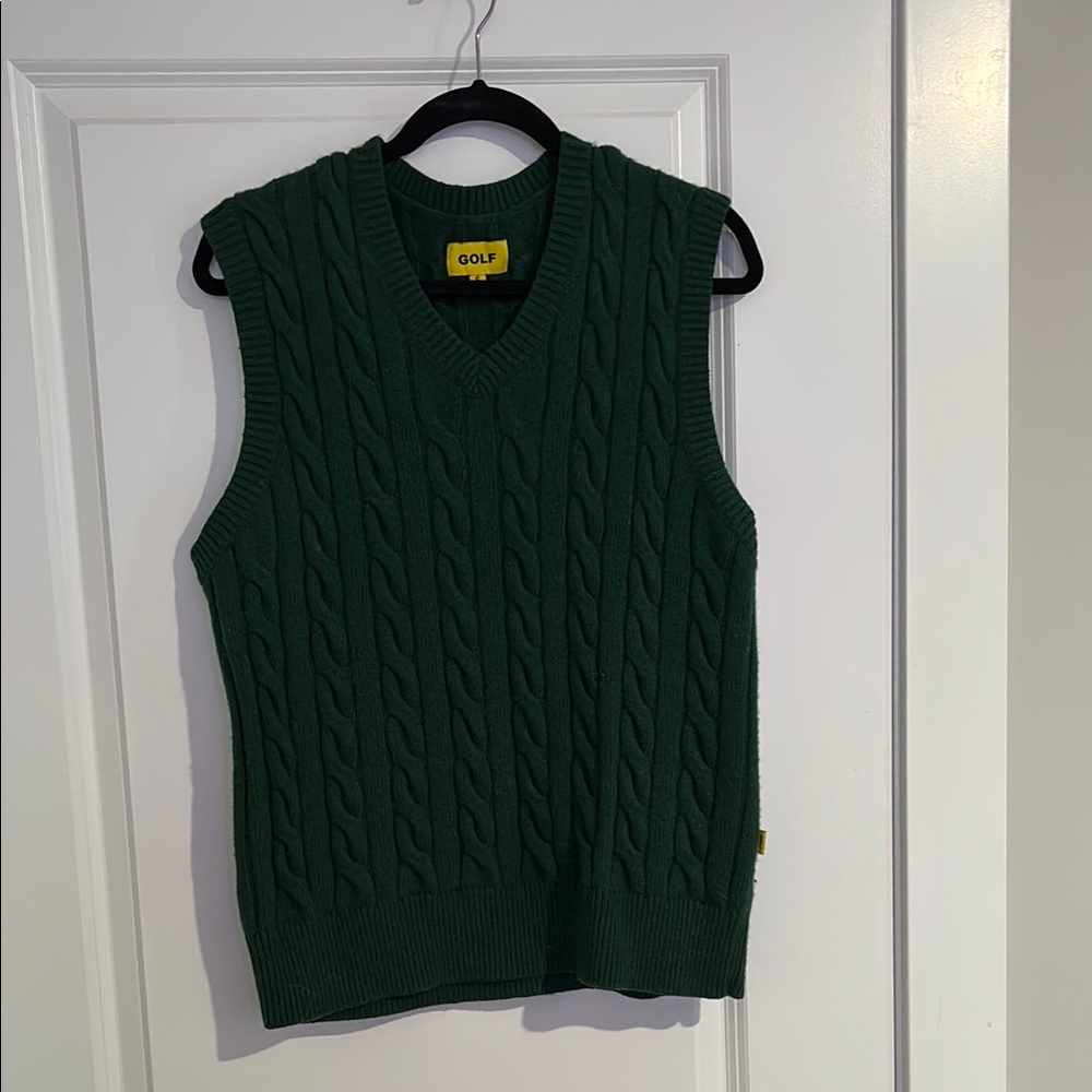 Green Cable Knit Men's Sweater Vest